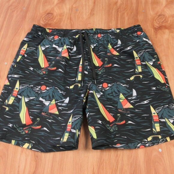 KAVU Sound Shorts Sail Away Night Men Sz XXL Elastic Waist Mesh Pockets Drawcord - Picture 1 of 11